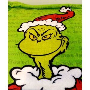 The Grinch Throw Blanket Or Wall Decor Medium 50x38 Green Red White Holiday Soft